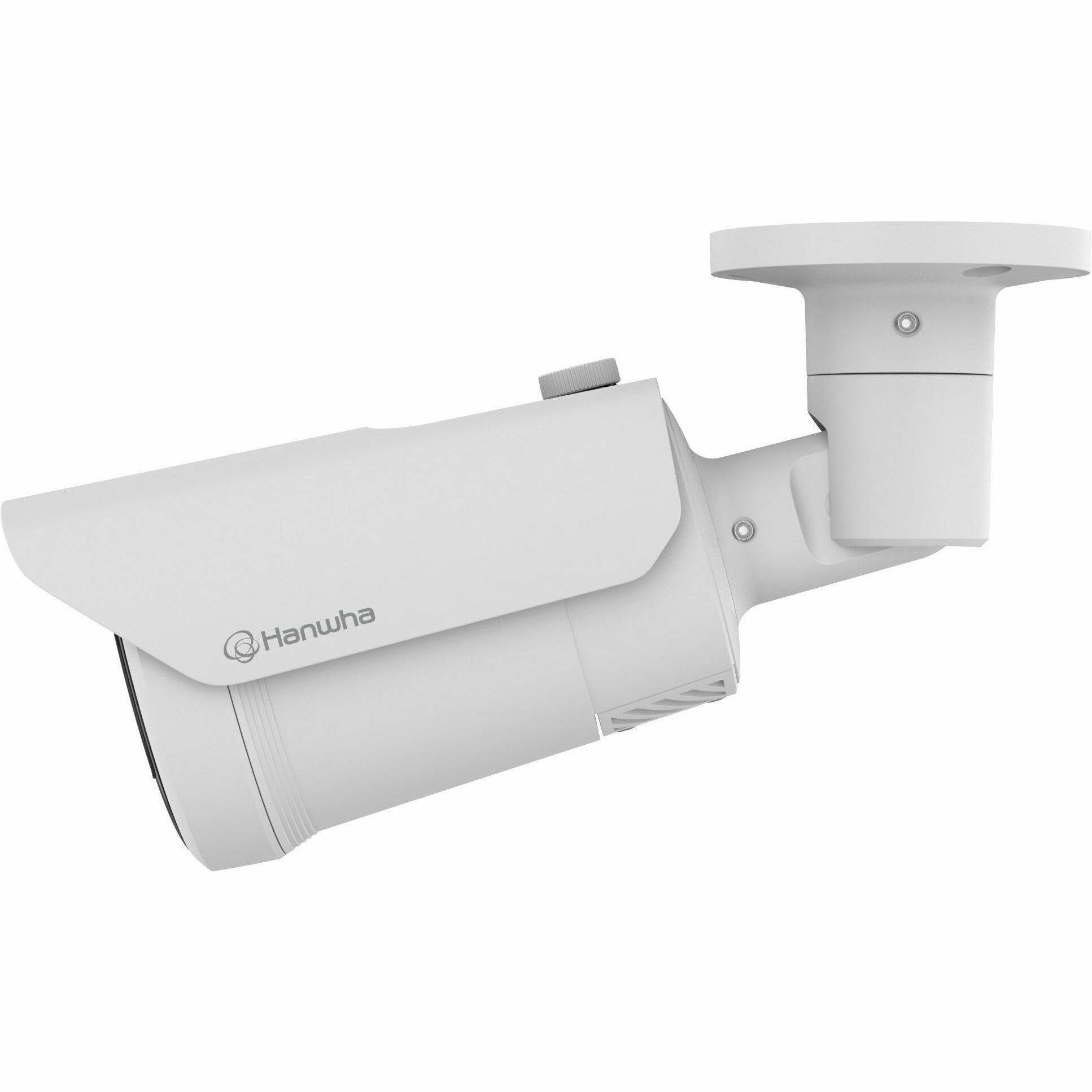 Alt View 3. Samsung - Hanwha QNO-C8083R 5 Megapixel Network Camera - Color - Bullet - White - 98.43 ft Infrared Night Vision - H.265, H.265M - Color.
