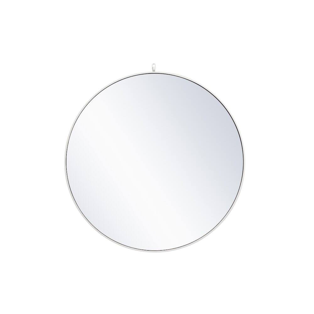Alt View 2. Elegant Decor - Metal Frame Round Mirror With Decorative Hook 42 Inch In White - White.
