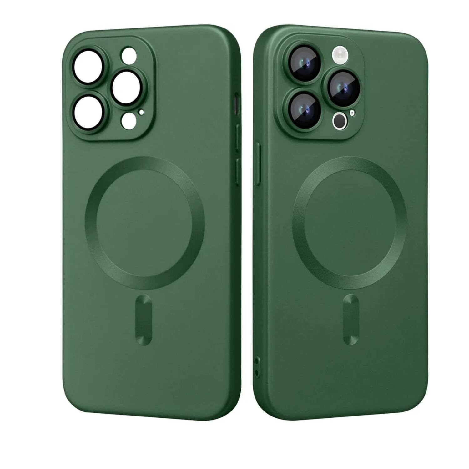 Angle. Stock Preferred - Soft Shockproof MagSafe Case  with Camera Lens Protector for iPhone 16 Pro Green - Green.