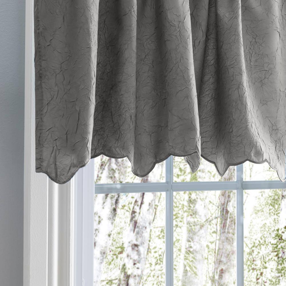 Angle. Ellis Curtain - Ellis Curtain Portland Crushed Taffeta Rod Pocket Valance - 48x15" Grey - Grey.