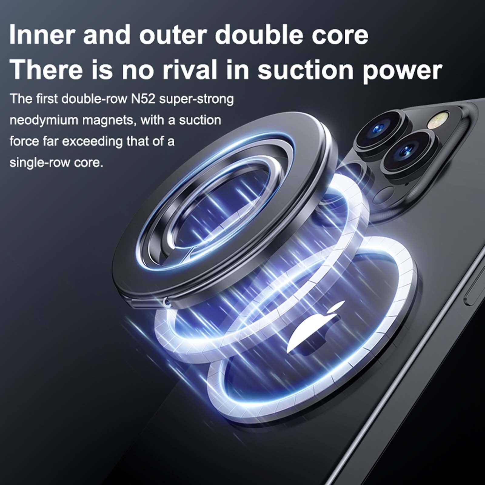 Inner and outer double core  
There is no rival in suction power  
The first double-row N52 super-strong neodymium magnets, with a suction force far exceeding that of a single-row core.