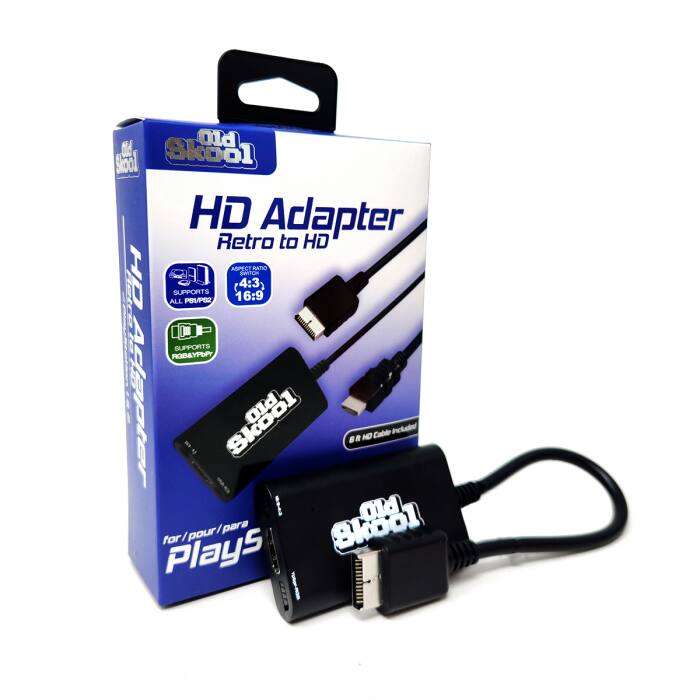 Old Skool HD Adapter Retro to HD ASPECT RATIO SWITCH HD AUL SUPPORTS PS1/P02 16:9 (4:3) SUPPORTS ROB&YPBPr TOOMS PIO Cable Included AB HD 169 Old for/pour/para para Skool for Plays
