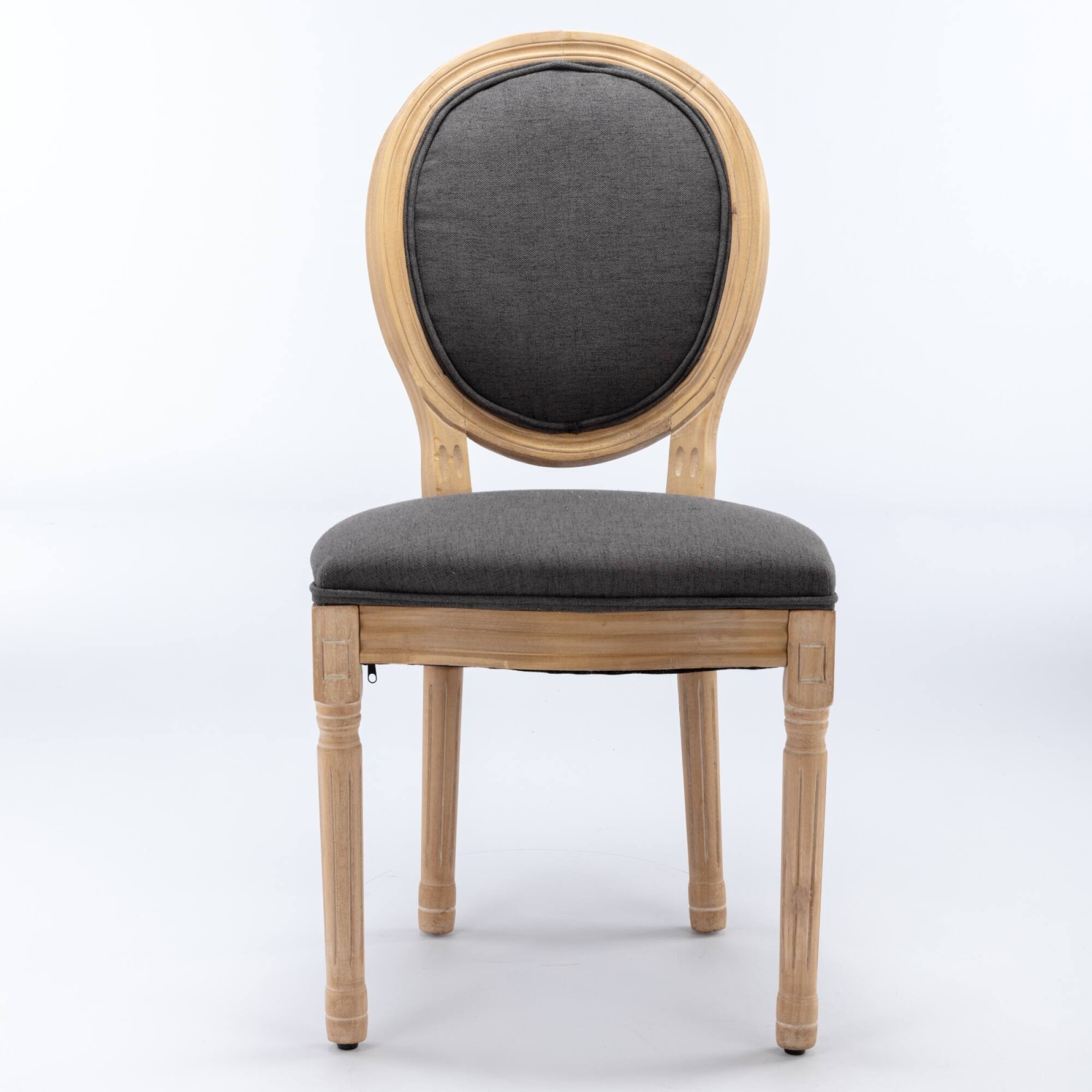 Angle. GOODSILO - French Style Solid Wood Frame Dining Chairs with Linen Fabric Upholstery, Set of 2 - Dark Gray.