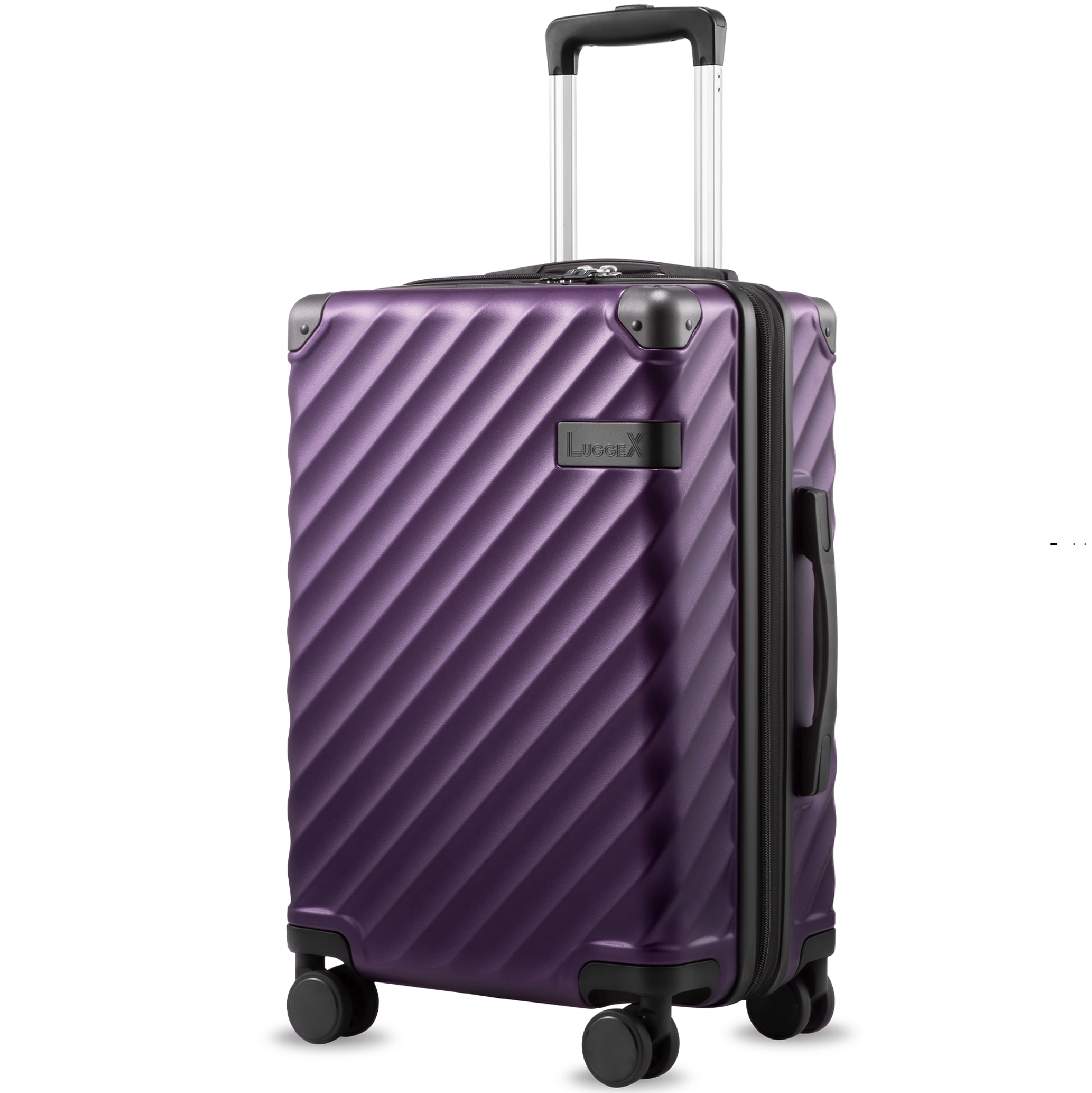 LUGGEX - 20 Inch Carry-On Luggage Airline Approved Expandable Polycarbonate Hard Shell Suitcase for Travelling - EX-Core - Purple