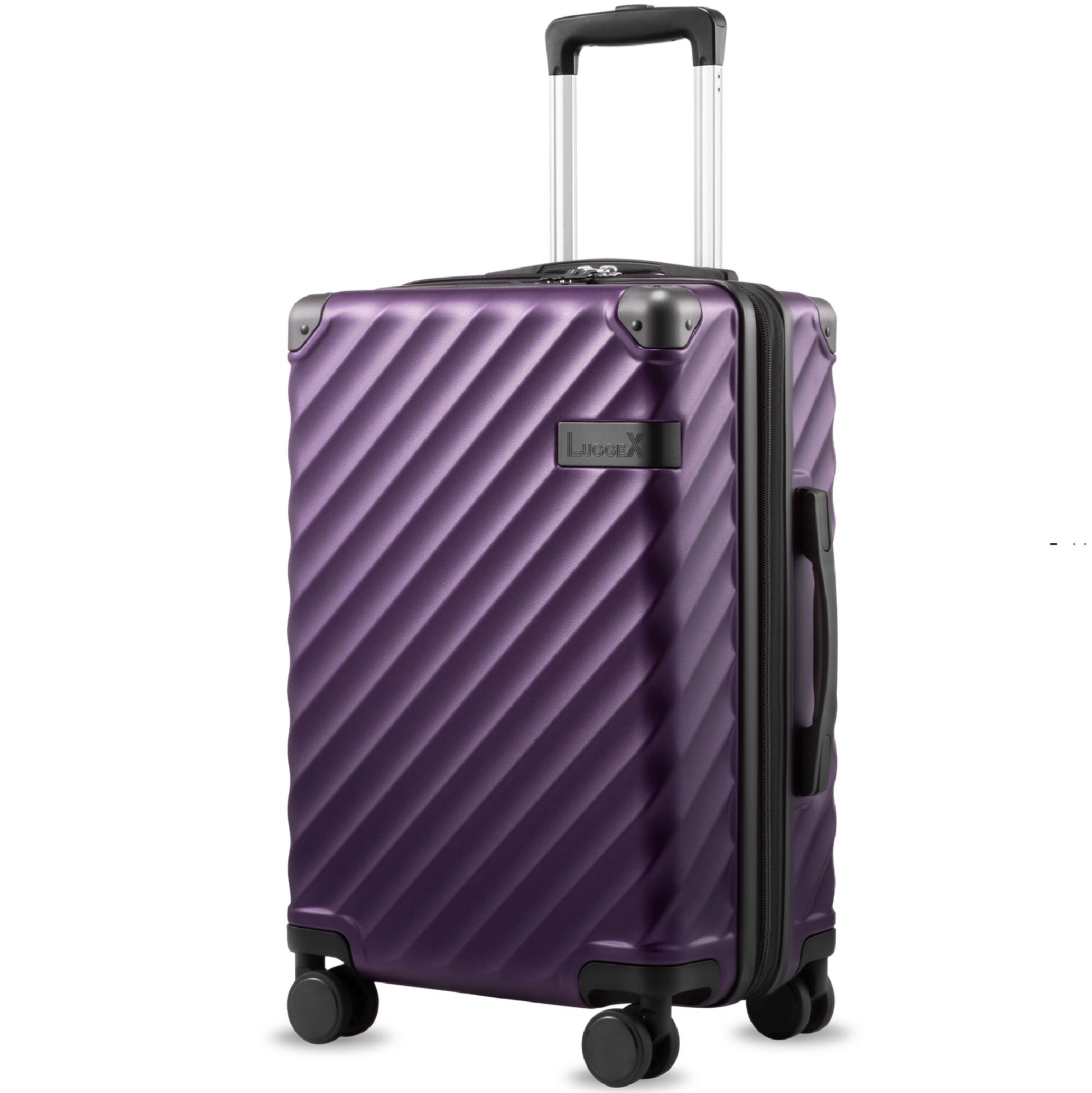 LUGGEX - 20 Inch Carry-On Luggage Airline Approved Expandable Polycarbonate Hard Shell Suitcase for Travelling - EX-Core - Purple