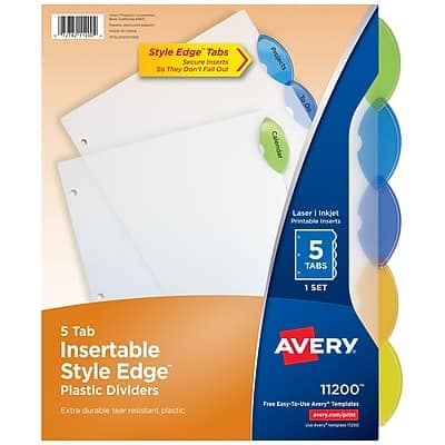 Avery - Style Edge Insertable Plastic Dividers, 5-Tab - Assorted price history on PriceWatchPro