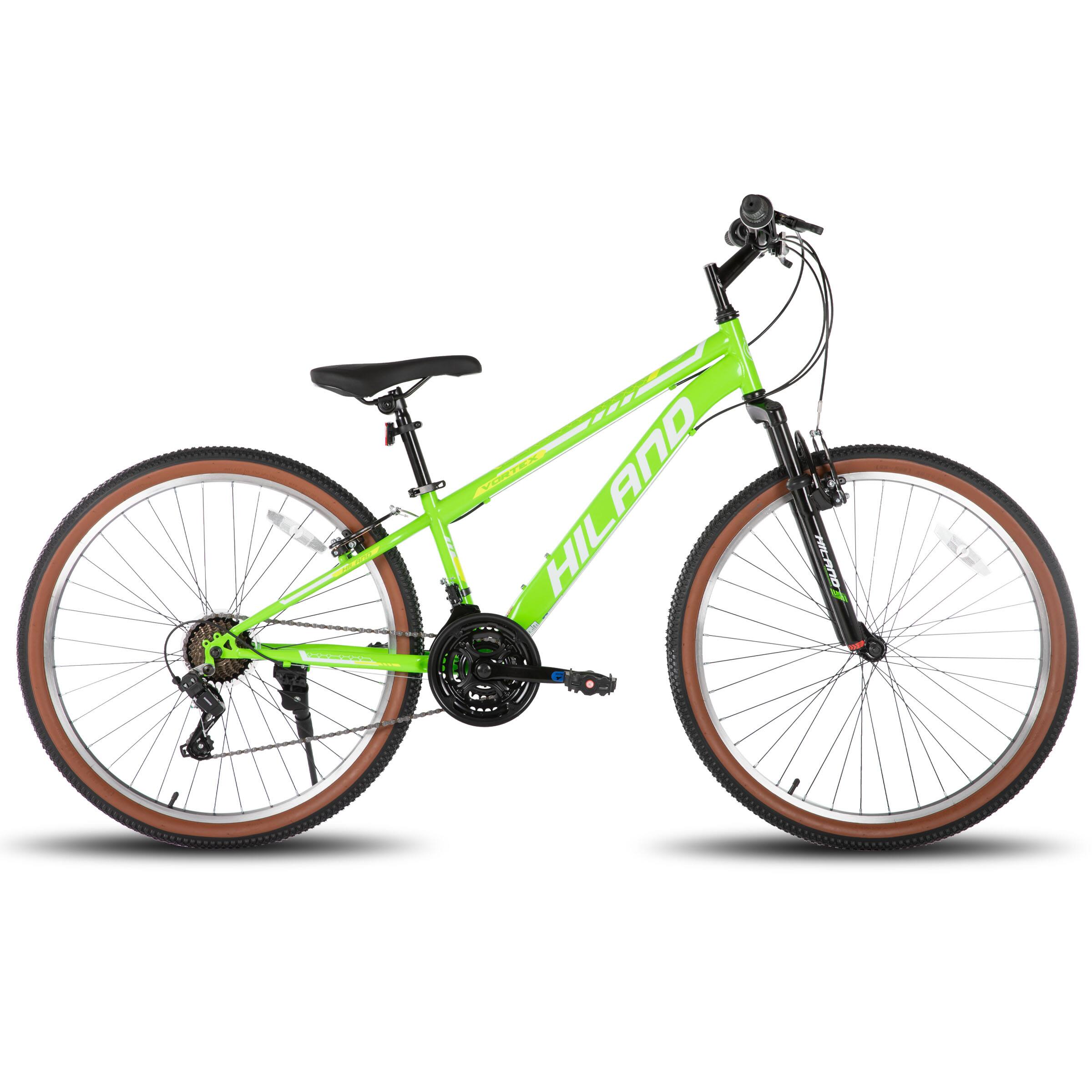 HILAND - Vortex 26" Mountain Bike - Shimano 21-Speed - Front Suspension - Beginner Friendly MTB for Trails - Green