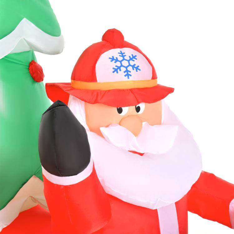 PULUZ 7.5ft Christmas Inflatable Santa Claus Driving a Fire Truck with ...