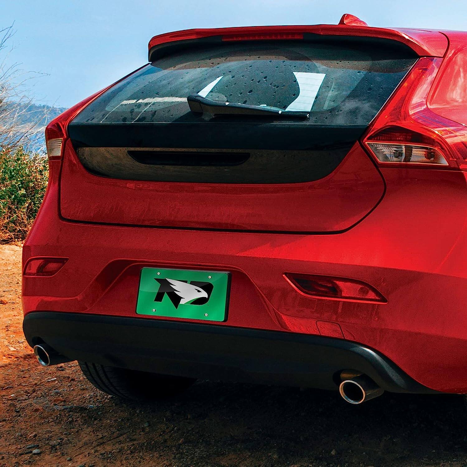 Alt View 2. Rico Industries - North Dakota Fighting Hawks Green Mirrored Laser Cut License Plate Laser Tag - Multi.