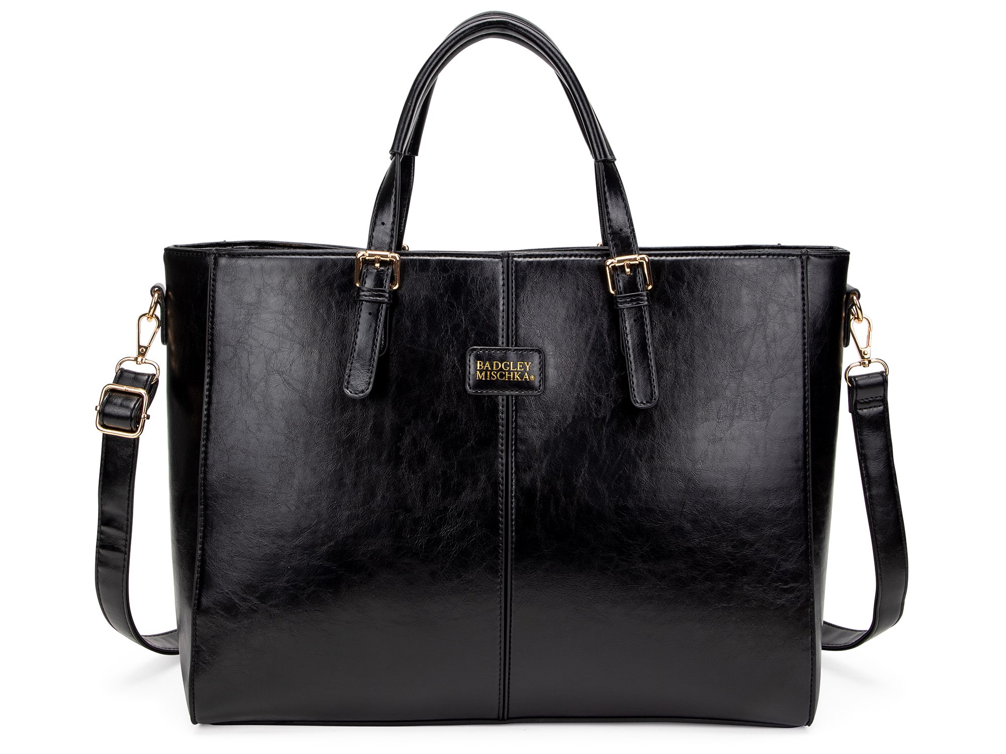 Badgley Mischka - Julia Vegan Leather Tote Weekender Travel Bag - Black