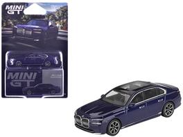 BMW i7 xDrive60 Tanzanite with Sun Roof Limited Edition 1/64 Diecast Model Car by Mini GT - Blue Metallic
