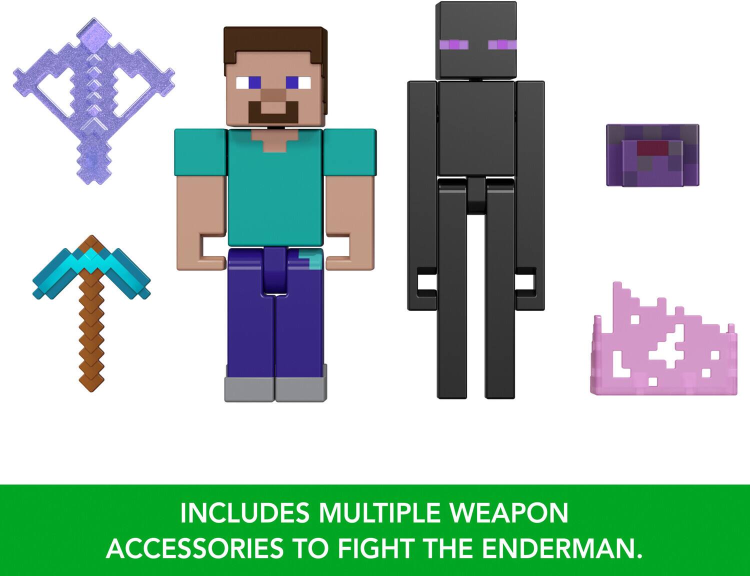 INCLUDES MULTIPLE WEAPON ACCESSORIES TO FIGHT THE ENDERMAN.