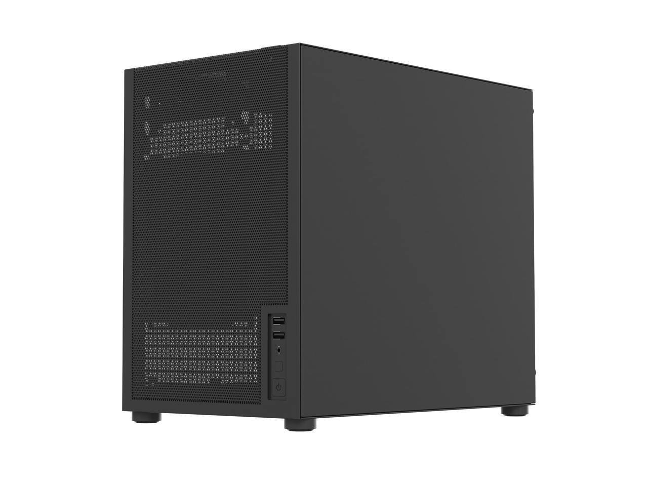 Alt View 2. Rosewill - micro atx mini tower pc case with pre-installed 400w power supply | lef - Black.