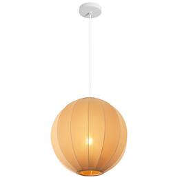 Jonathan Y - Sia 16" 1-Light Scandinavian Japandi Adjustable Lantern Metal with Ribbed Cocoon Globe Shade LED Pendant - Tan