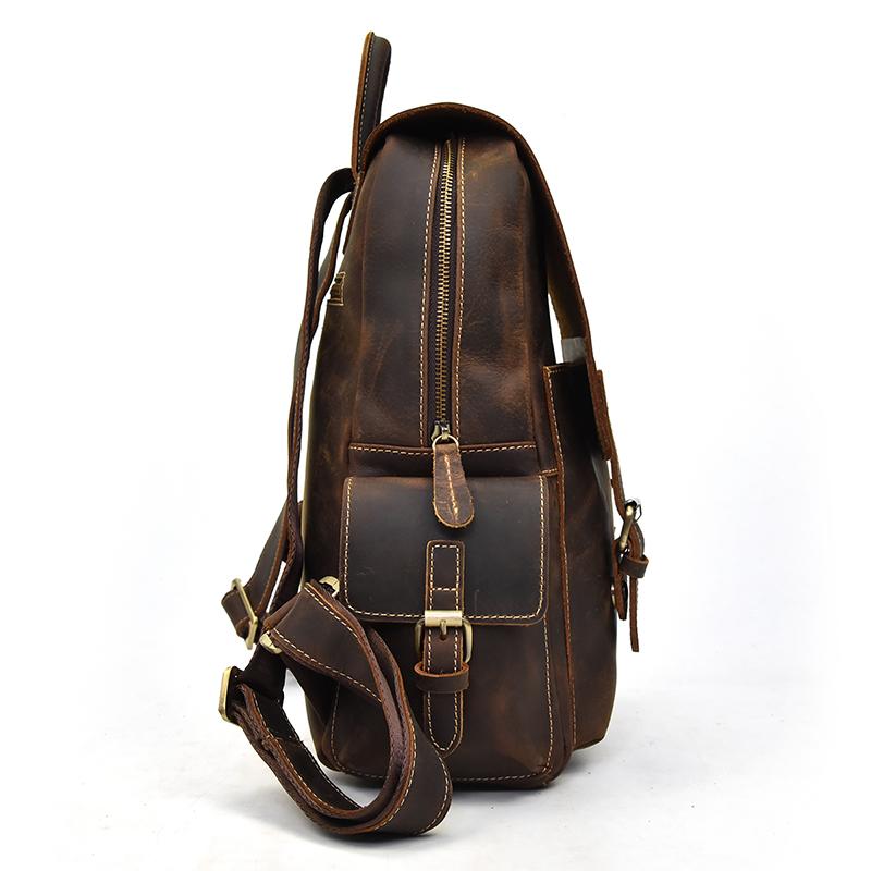 Alt View 2. Steel Horse Leather - The Freja Backpack | Handcrafted Leather Backpack - Dark Brown.