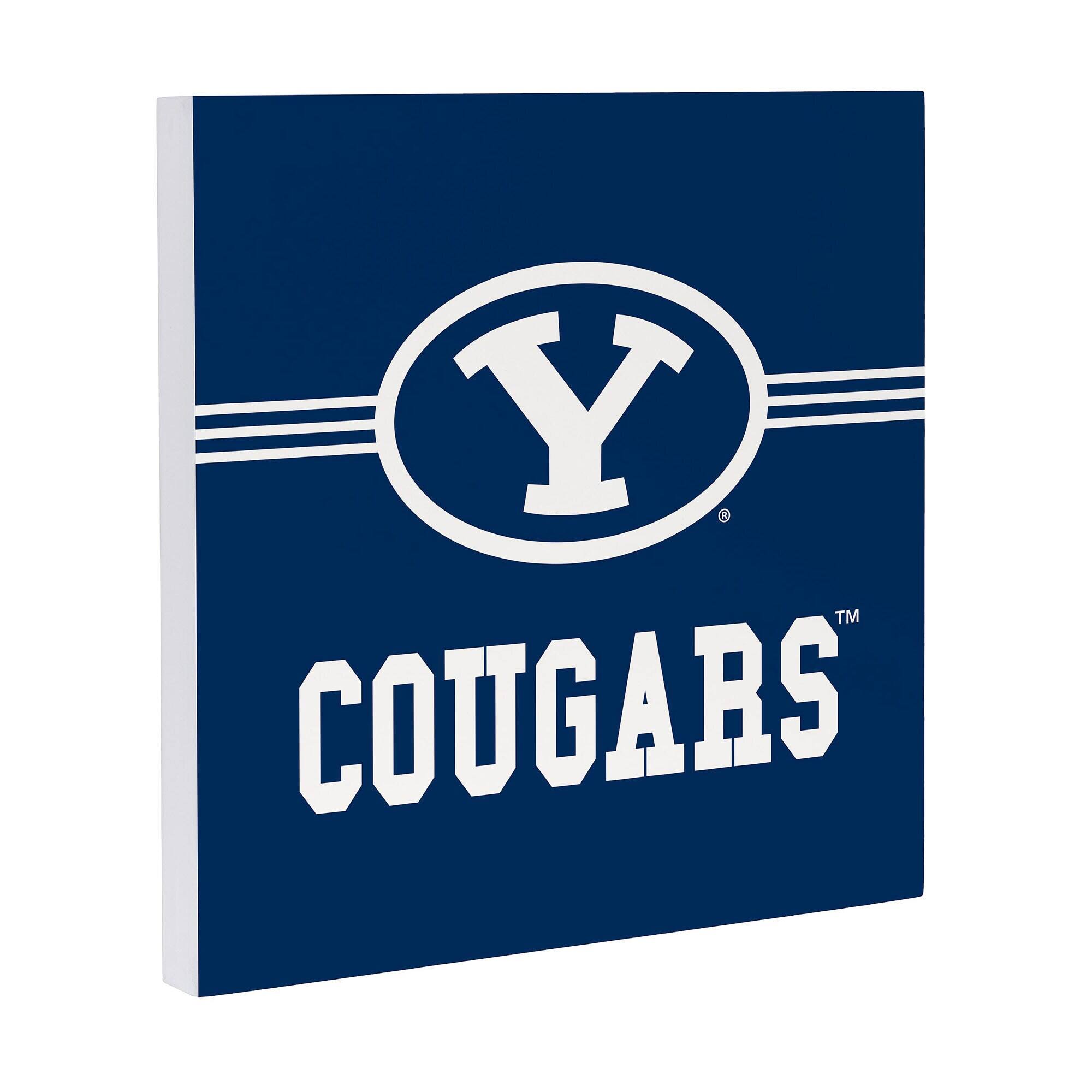 Alt View 1. Evergreen Enterprises - BYU Cougars 12" x 12" Wood Wall Sign - Multicolor.