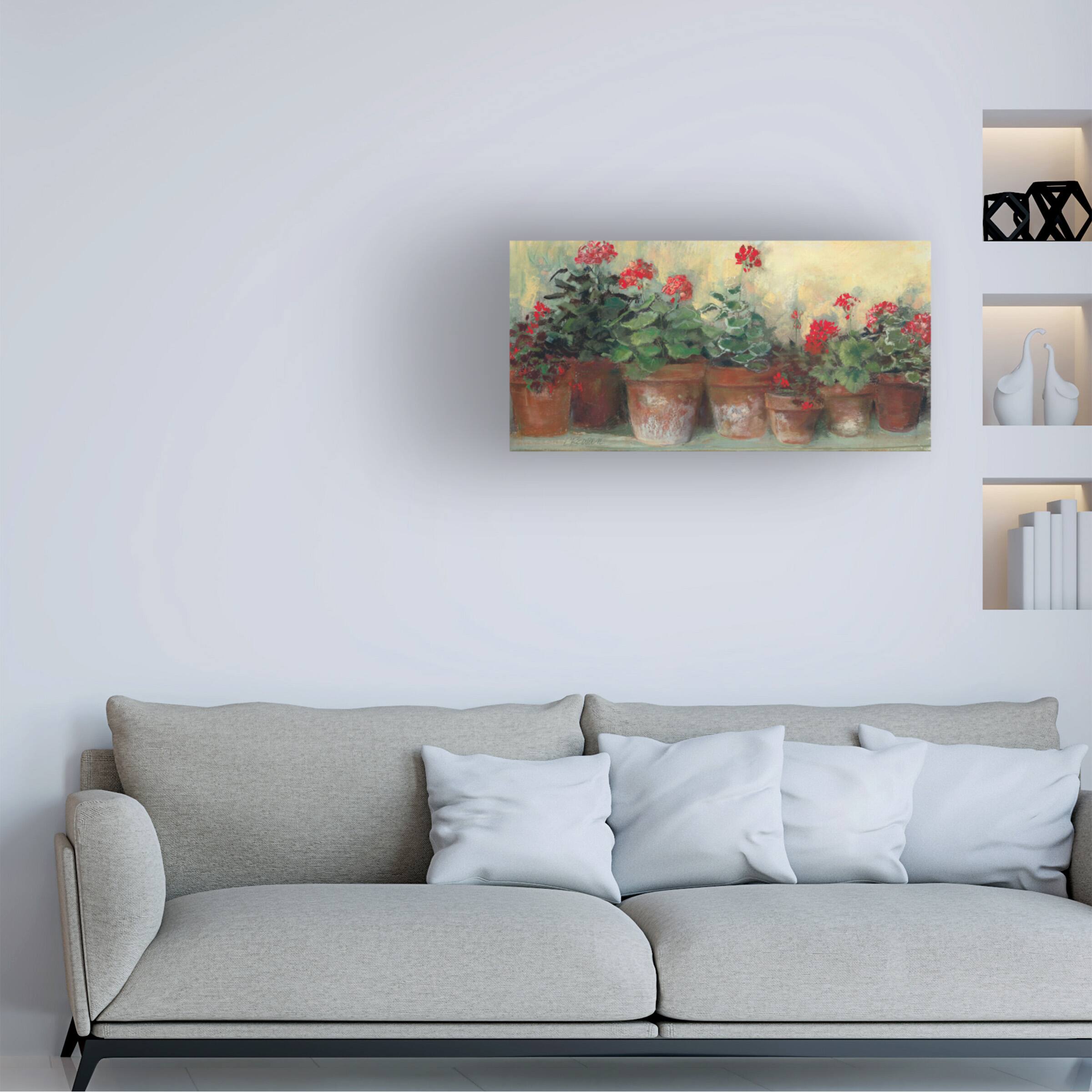Angle. Trademark Fine Art - Carol Rowan 'Kathleens Geraniums' Canvas Art - Multicolor.