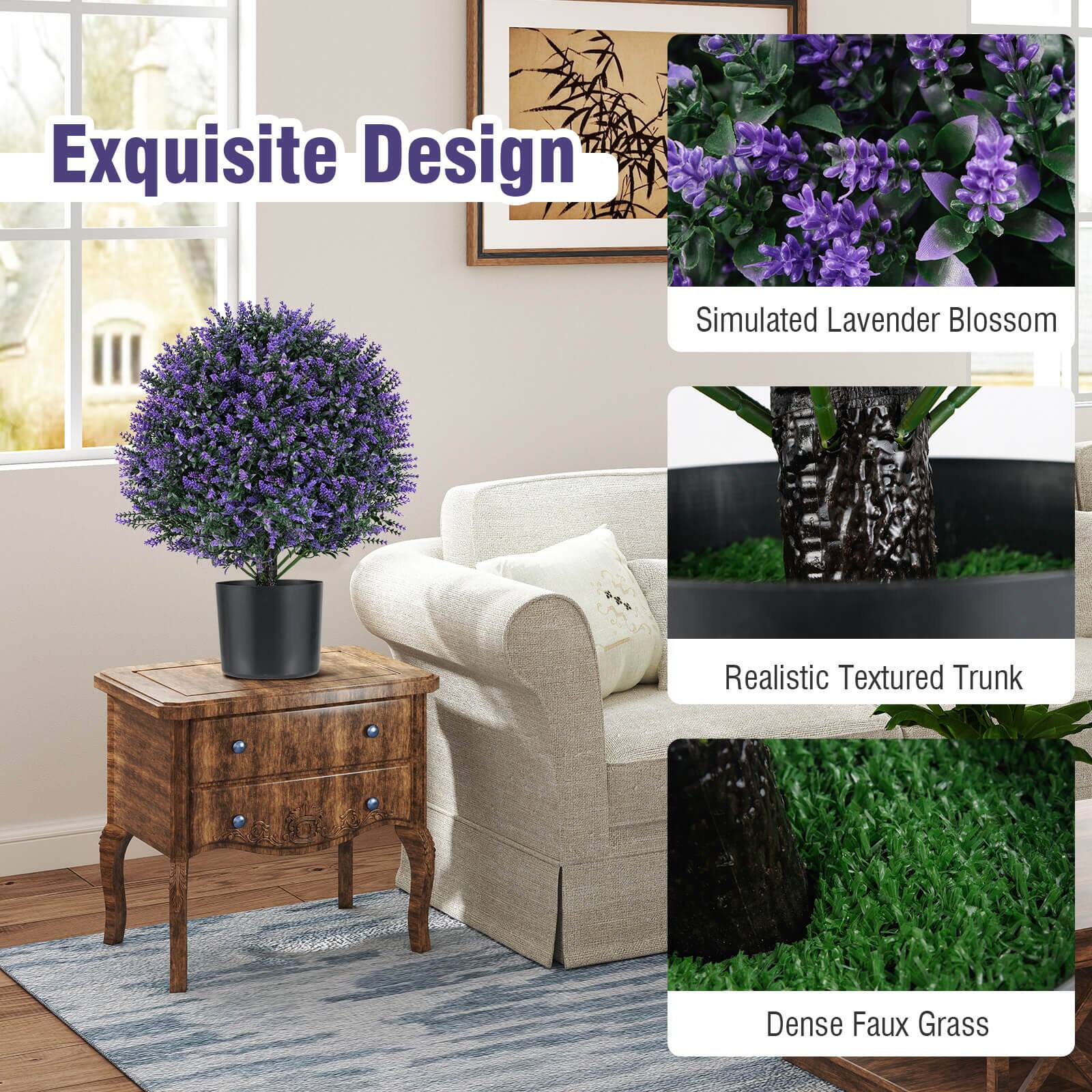 Exquisite Design

- Simulated Lavender Blossom
- Realistic Textured Trunk
- Dense Faux Grass