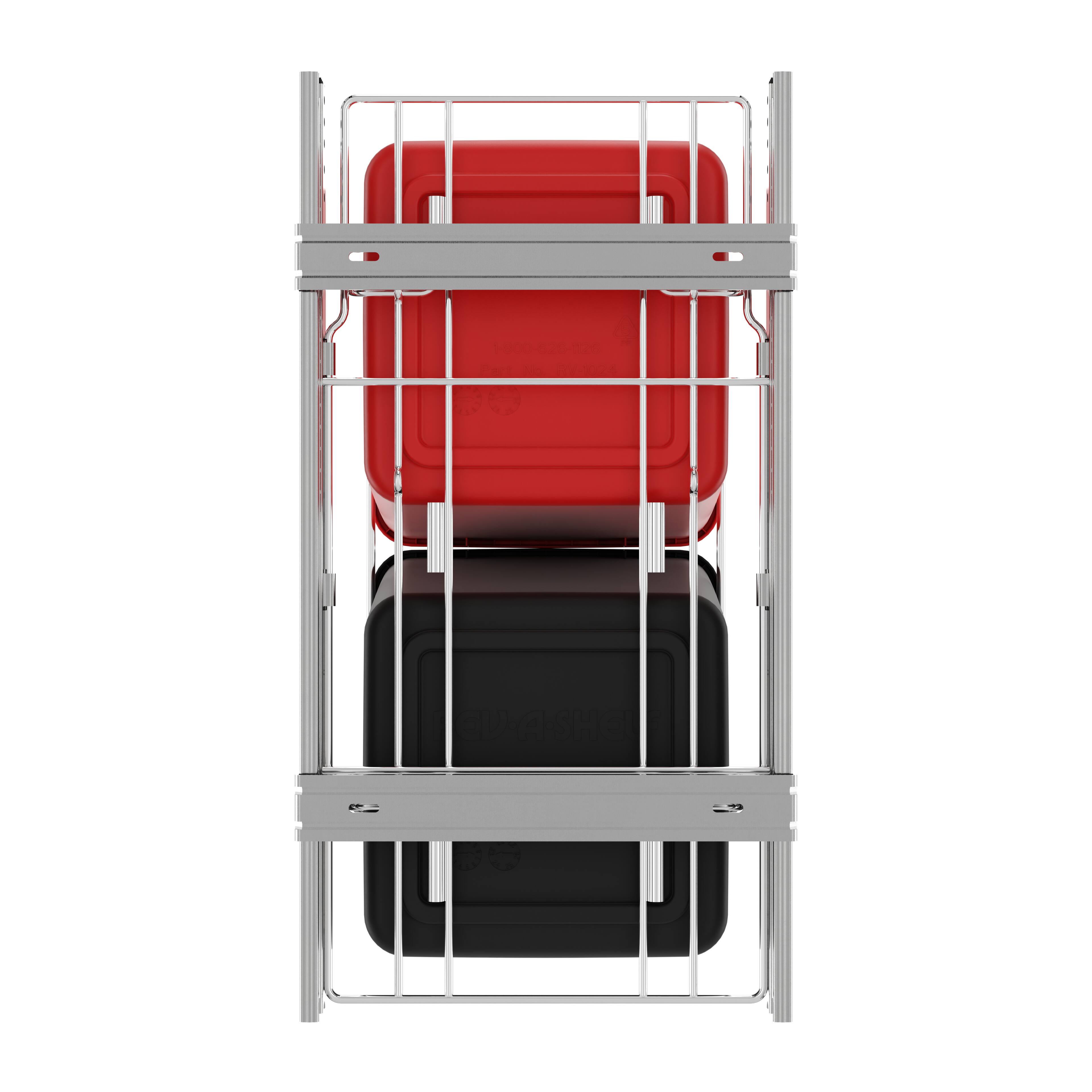 Alt View 8. Rev-A-Shelf - Rev-A-Shelf Double Pullout Trash Can 27 qt. for Kitchen, RedBlk, RV-15KD-1618C-S - Red/Black.