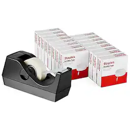 Staples - Invisible Tape with Dispenser, 0.75" x 36 yds., 1" Core, 16 Rolls/Pack (52431-P16BD) - Clear