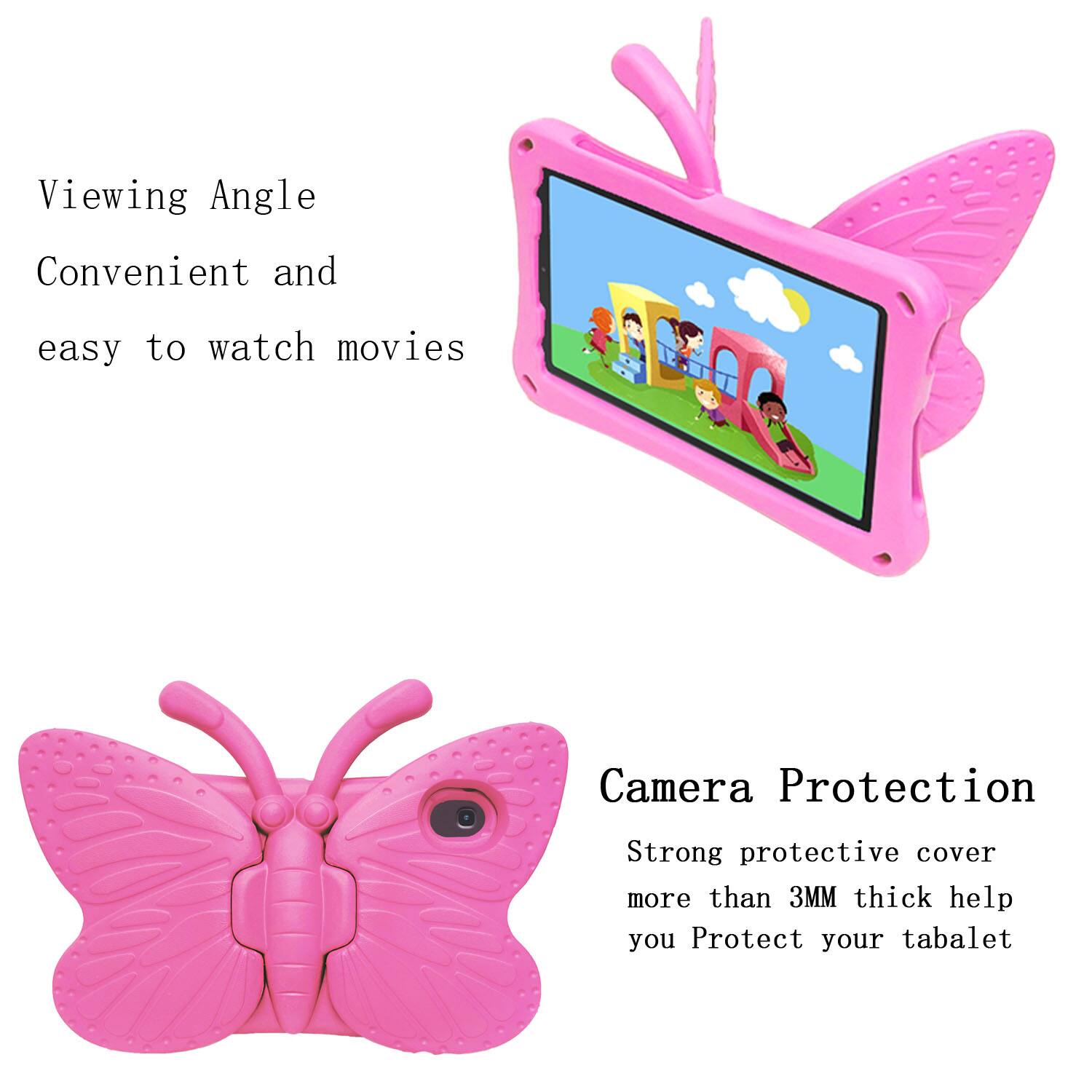 Viewing Angle  
Convenient and easy to watch movies  

Camera Protection  
Strong protective cover more than 3MM thick help you Protect your tabalet