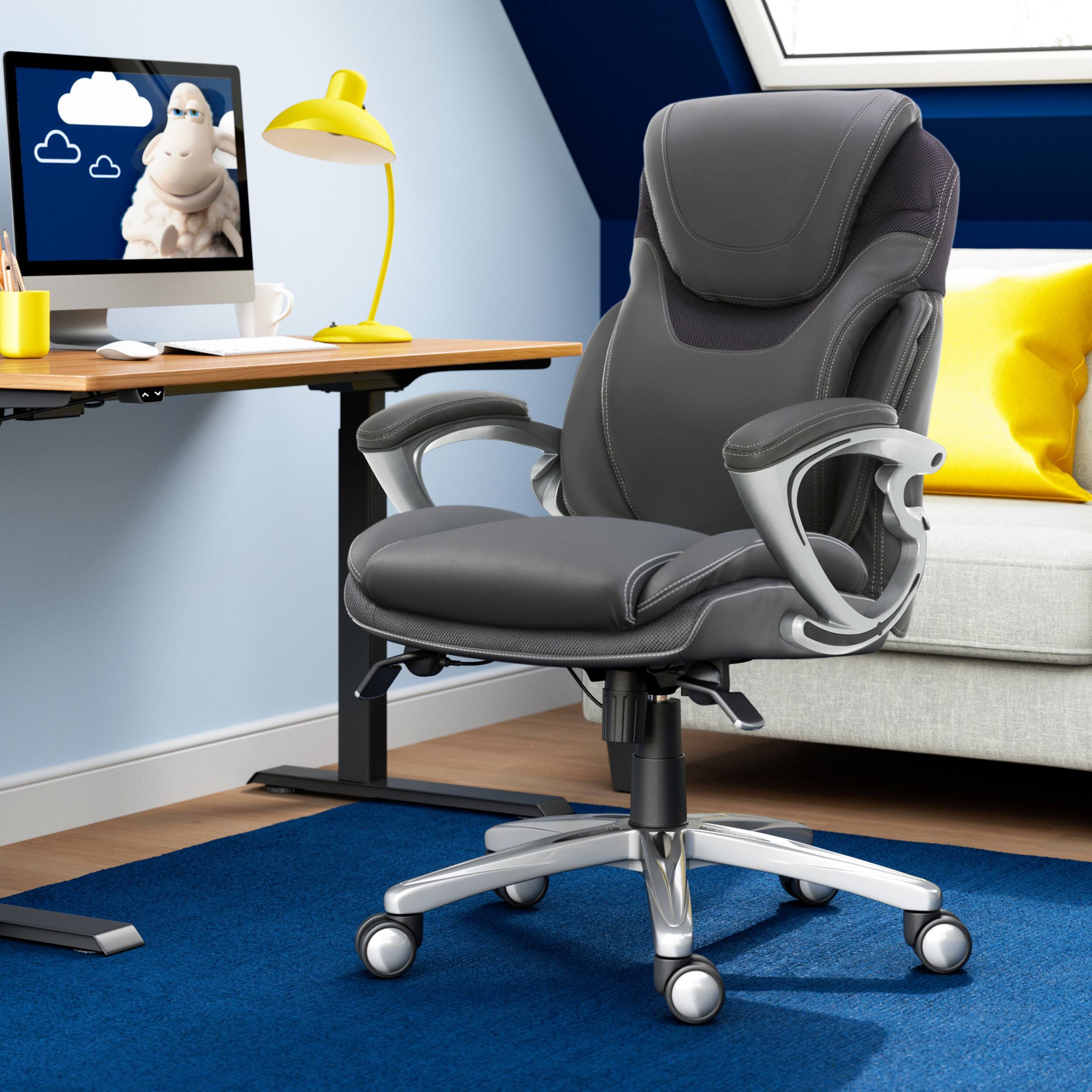 Alt View 21. Serta - Executive Office Chair with Serta Air Lumbar Support Padded Arms Reclining Leather Computer Chair for Home Office - Gray.