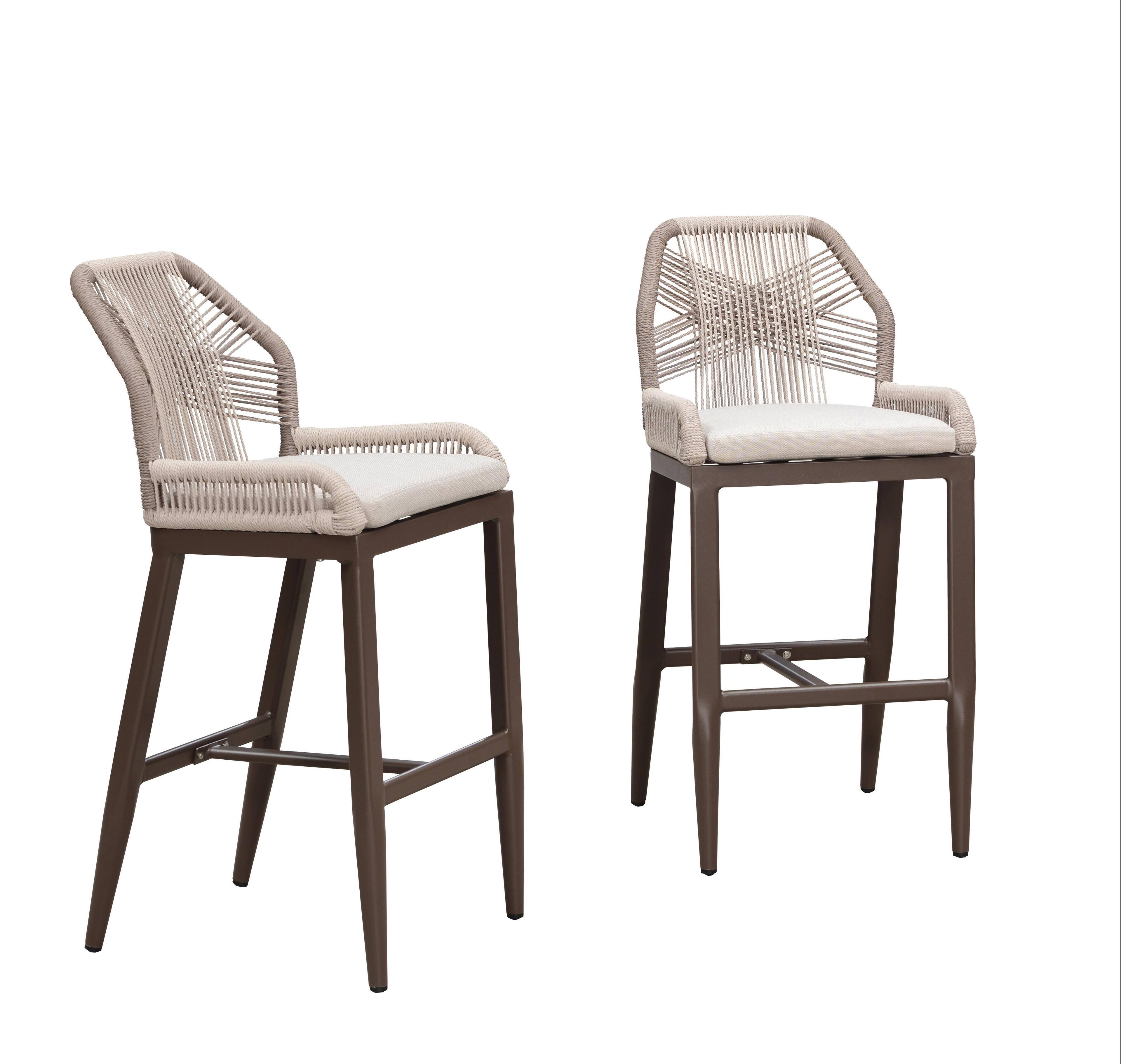 Alt View 9. PURPLE LEAF - Patio Outdoor Bar Stool Bar Height Set of 2 Rattan Chair with Back Modern Aluminum Woven Barstools for Garden Indoor - Coffee-Bar Stool.