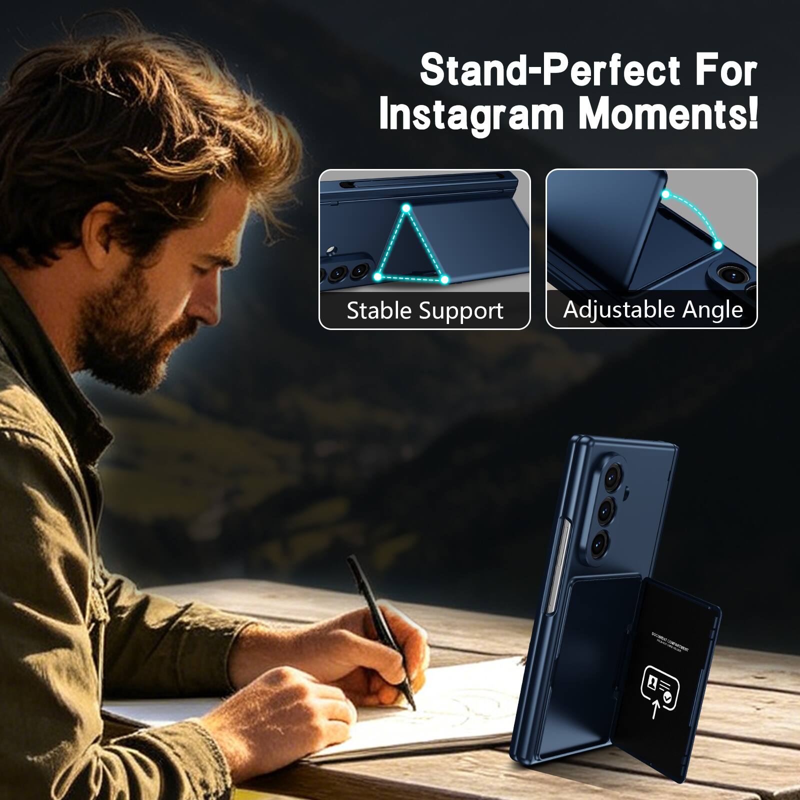 Stand-Perfect For Instagram Moments!  
Stable Support Adjustable Angle