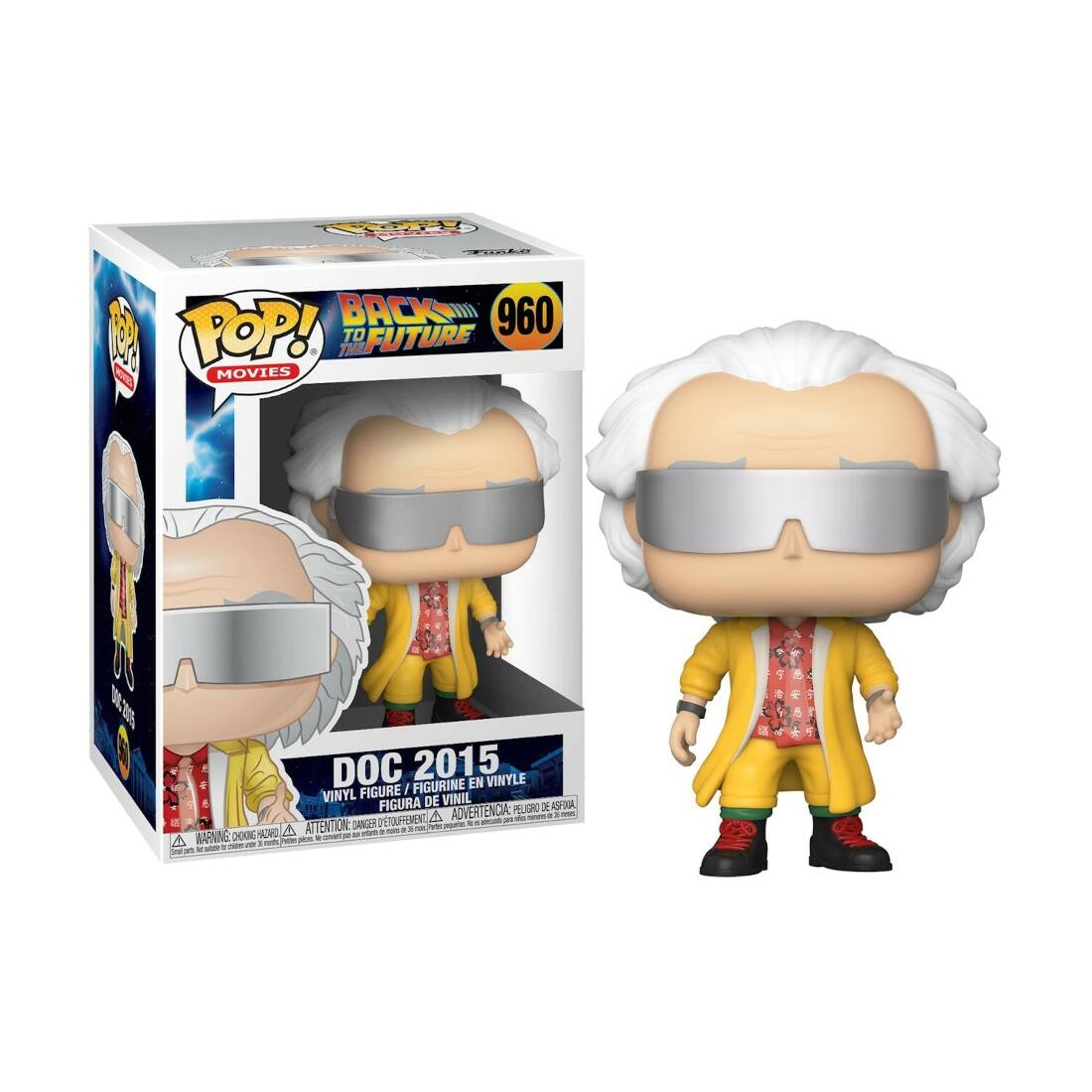 **Pop! Movies**

**Back to the Future**

**960**

**Doc 2015**

**Vinyl Figure / Figurine en Vinyle / Figura de Vinilo / Figura de Vinil**

**Attention: Danger of Choking / Attention: Danger de suffocation / Peligro de asfixia**

**Warning: Choking Hazard - Small parts. Not for children under 3 years. / Avertissement: Danger de suffocation - Petites pièces. Ne convient pas aux enfants de moins de 3 ans. / Advertencia: Peligro de asfixia - Piezas pequeñas. No es adecuado para niños menores de 3 años.**