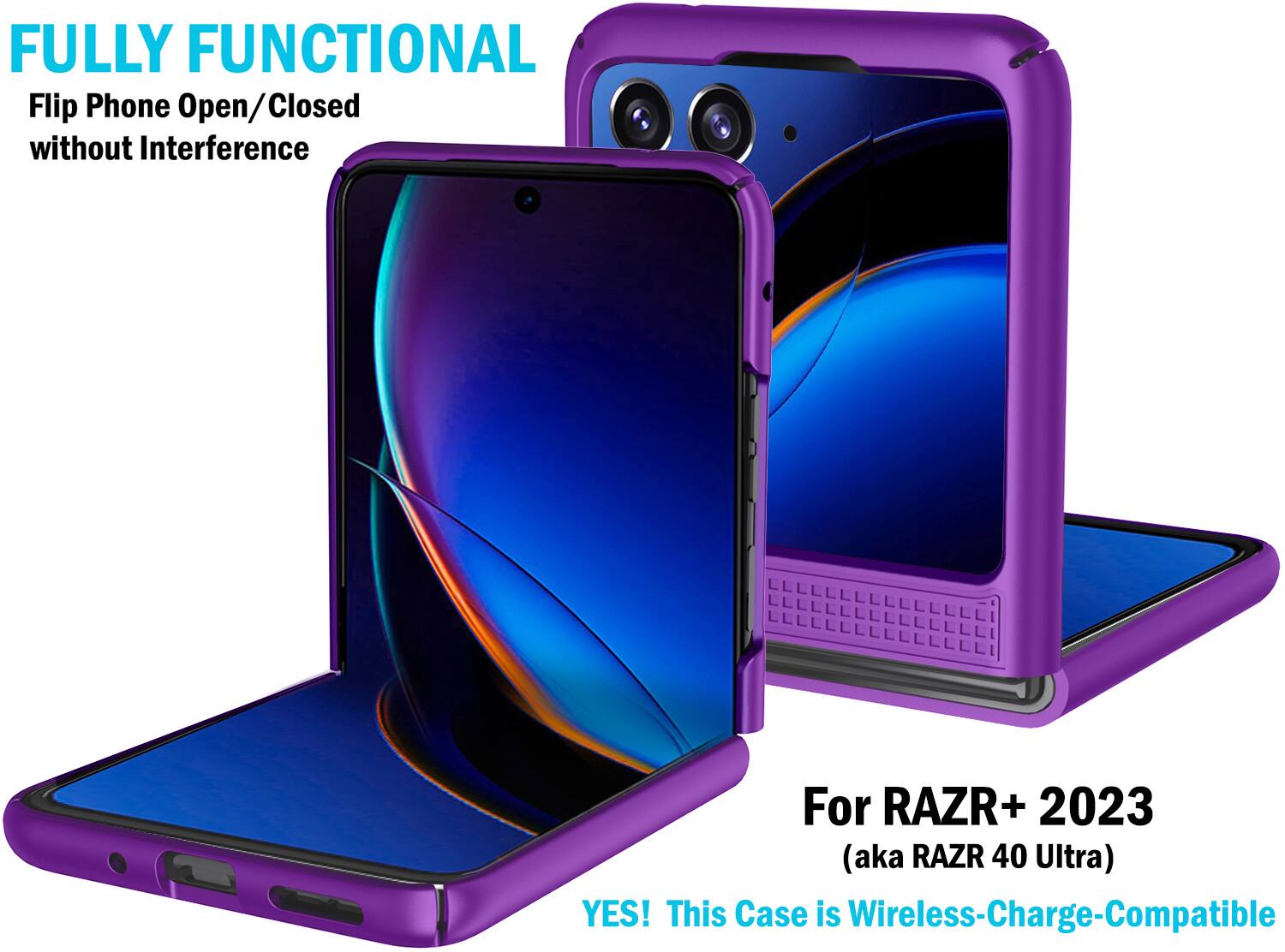 FULLY FUNCTIONAL Flip Phone Open/Closed without Interference For RAZR+ 2023 (aka RAZR 40 Ultra) YES! This Case is Wireless-Charge-Compatible