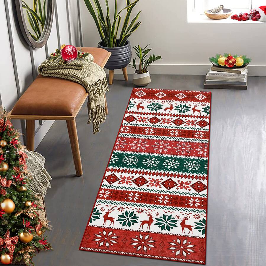 GARVEE Festive Evergreen Classic Holiday Area Rug with Deer ...