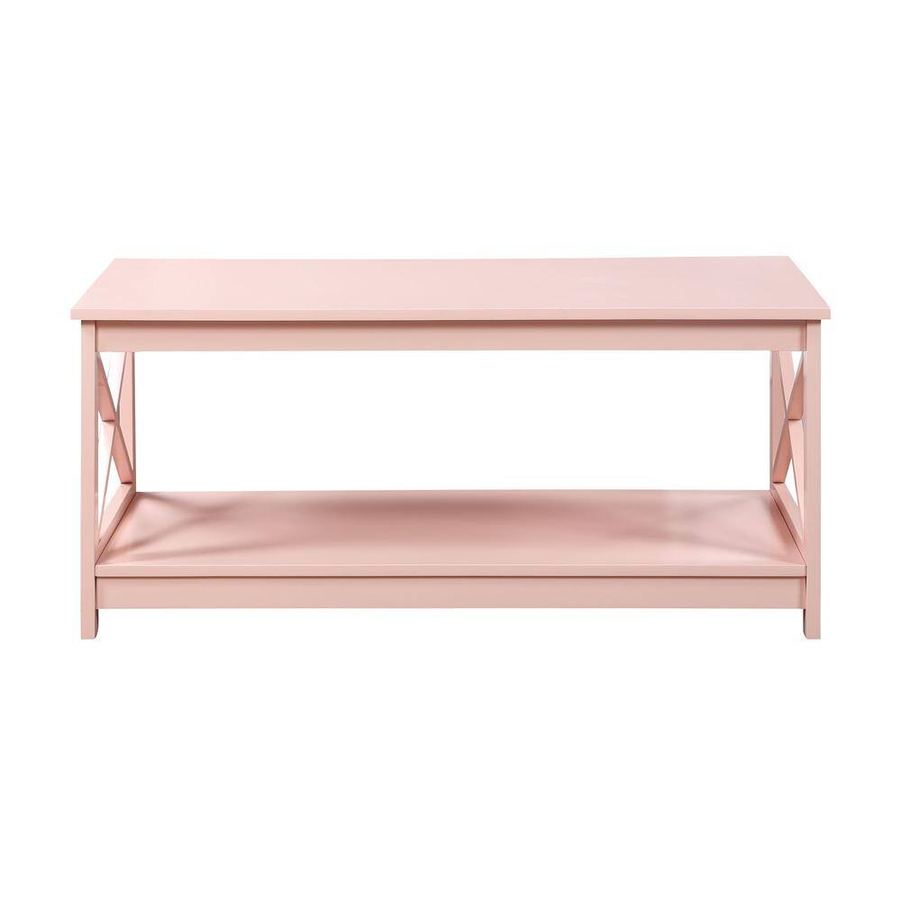 Back. Convenience Concepts - Oxford Coffee Table with Shelf Blush Pink - Blush Pink.