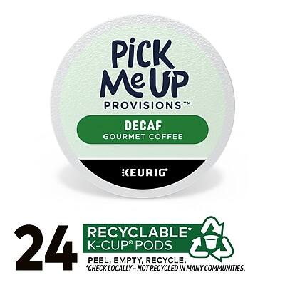 Pick Me Up Provisions™ Decaf Gourmet Coffee Keurig Recyclable* 24 K-Cup Pods Peel, Empty, Recycle. *Check Locally - Not Recycled in Many Communities.