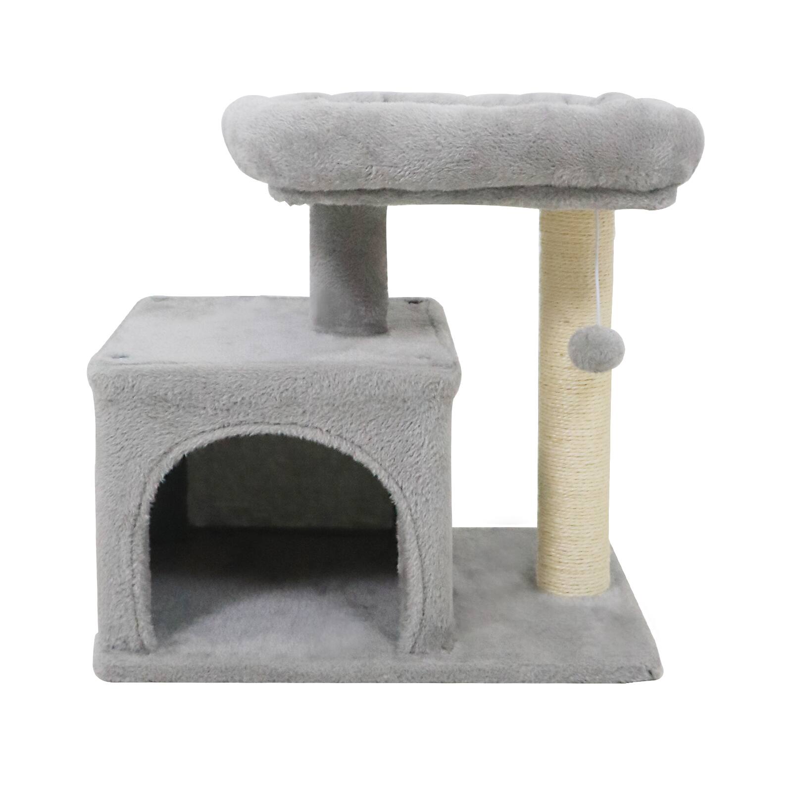 Alt View 9. Gymax - Gymax 19.5'' Small Cat Tree w/Large Padded Plush Perch Condo Sisal Scratching Posts Light Grye.