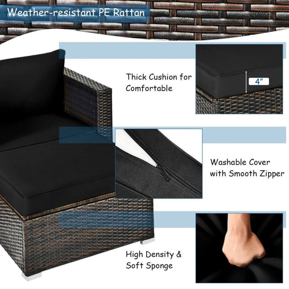 Weather-resistant PE Rattan

- Thick Cushion for Comfortable
- 4" 
- Washable Cover with Smooth Zipper
- High Density & Soft Sponge