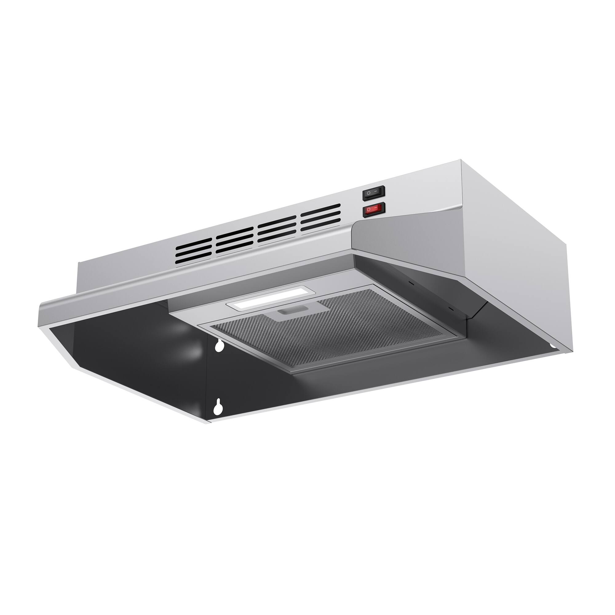Angle. Breezary - 30 inches - Externally Vented & Recirculating - Under cabinet Range Hood - Stainless Steel.