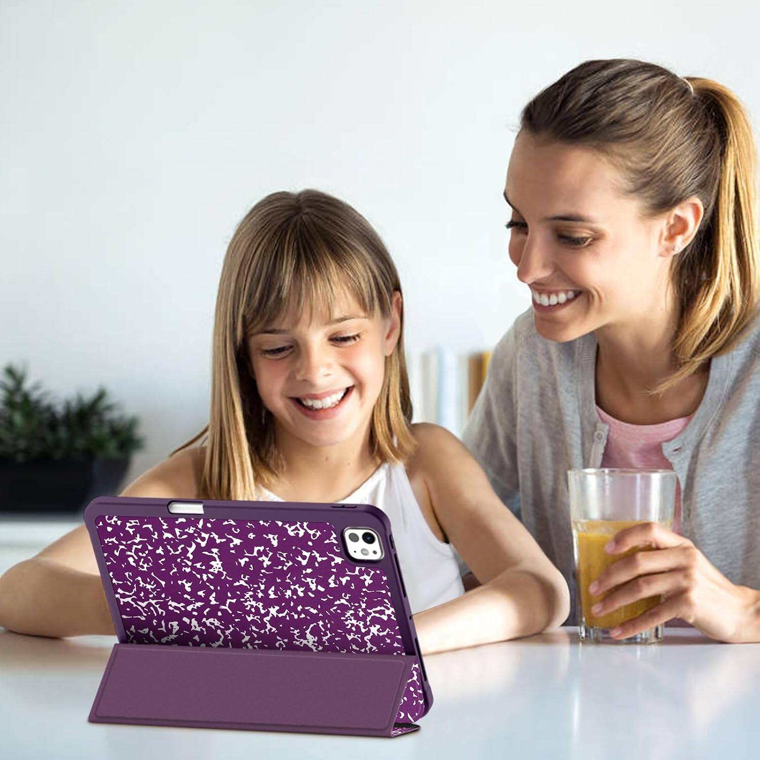Back. Fintie - Slim Case for iPad Pro 11-inch (M5) 2025 / (M4) 2024 Flexible Soft TPU Back Cover, Viewing & Typing Angles - Composition Book Purple.