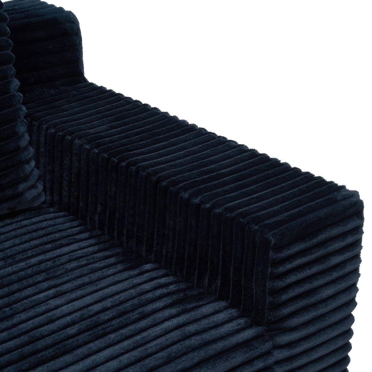 Alt View 4. Ropilly - Ropilly Black Corduroy Sofa Deep Seat Couch Soft Memory Foam Three Seat Sofa No Assembly - Black.