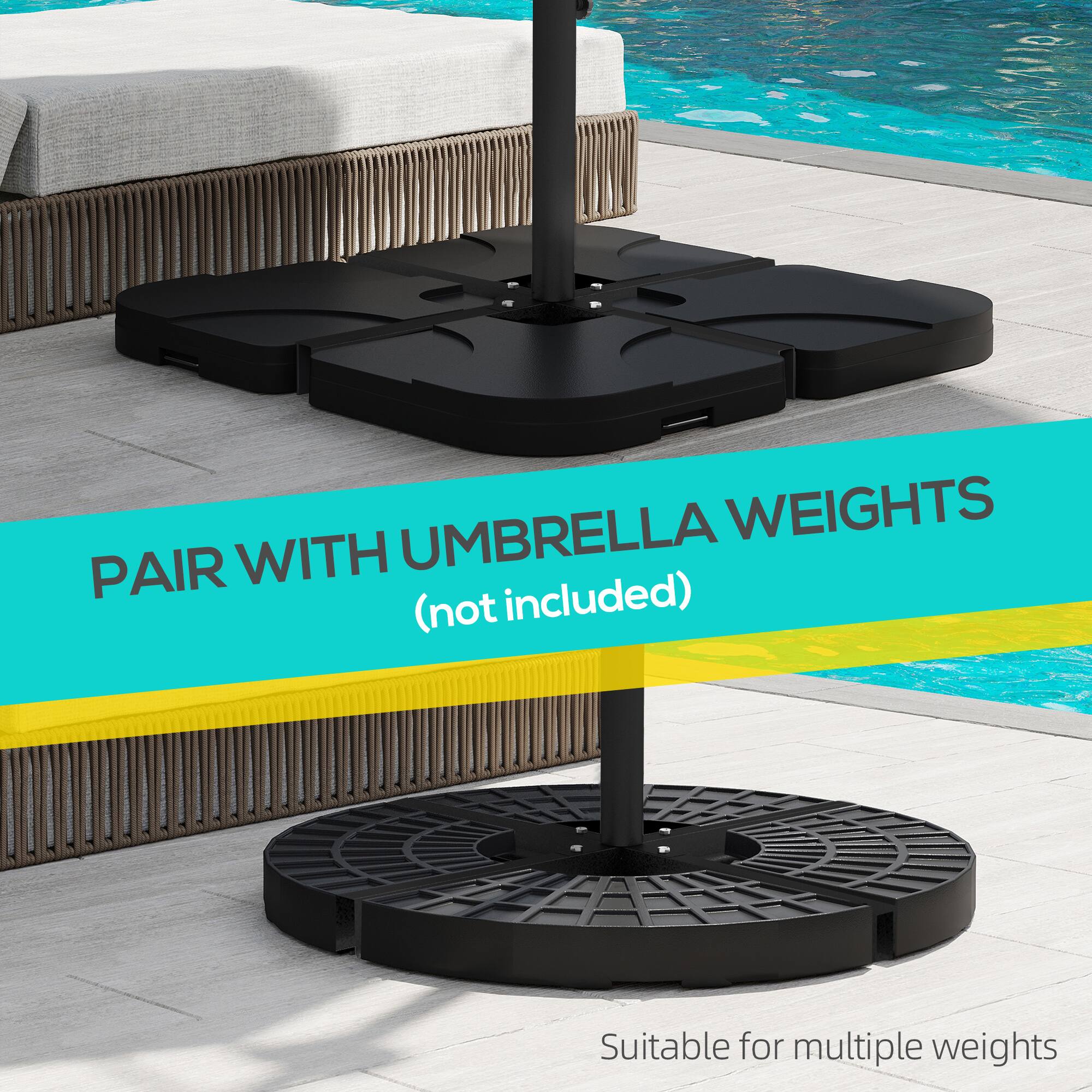PAIR WITH UMBRELLA WEIGHTS  
(not included)  
Suitable for multiple weights