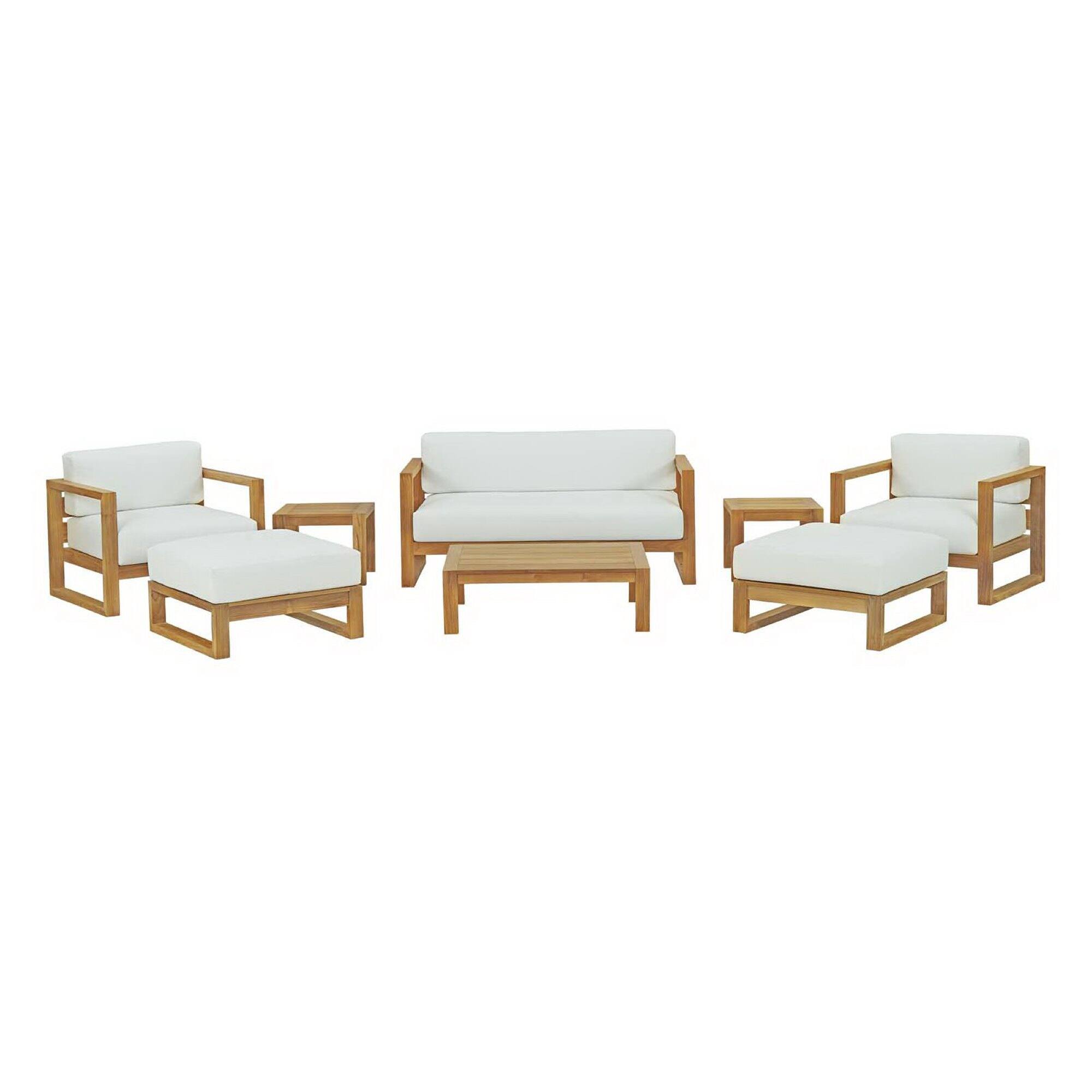 Front. Modway - Upland 8 Piece Outdoor Patio Teak Set - Natural White.