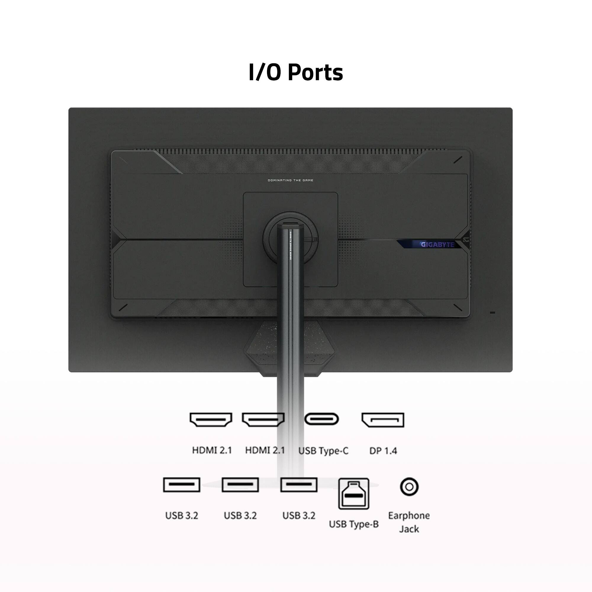 I/O Ports

- HDMI 2.1
- HDMI 2.1
- USB Type-C
- DP 1.4
- USB 3.2
- USB 3.2
- USB 3.2
- Earphone
- USB Type-B Jack