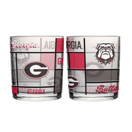 Logo Brands - Georgia Bulldogs 12oz. Quilted Stained Two-Pack Rocks Glass Set - Multicolor