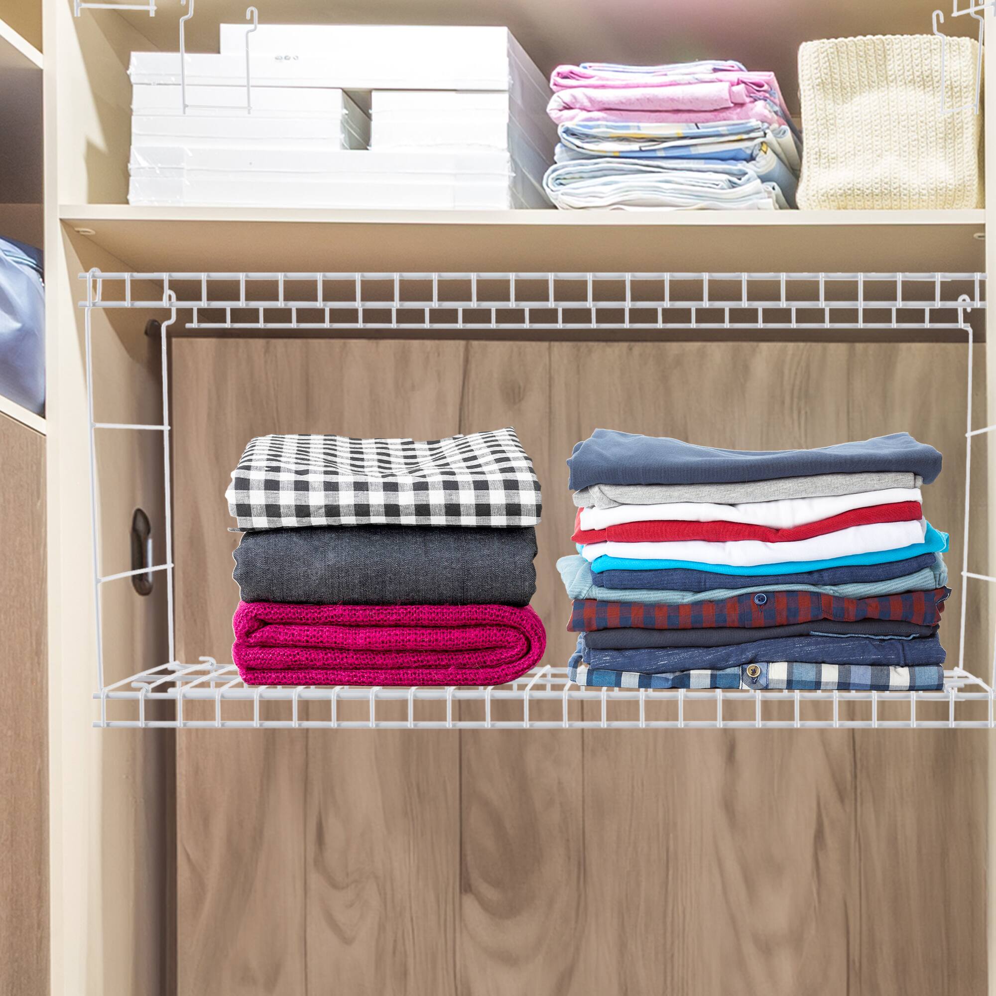 Alt View 3. RubberMaid - Rubbermaid 24" Universal Closet Steel Wire Added Storage Hanging Shelf (2 Pack) - White.