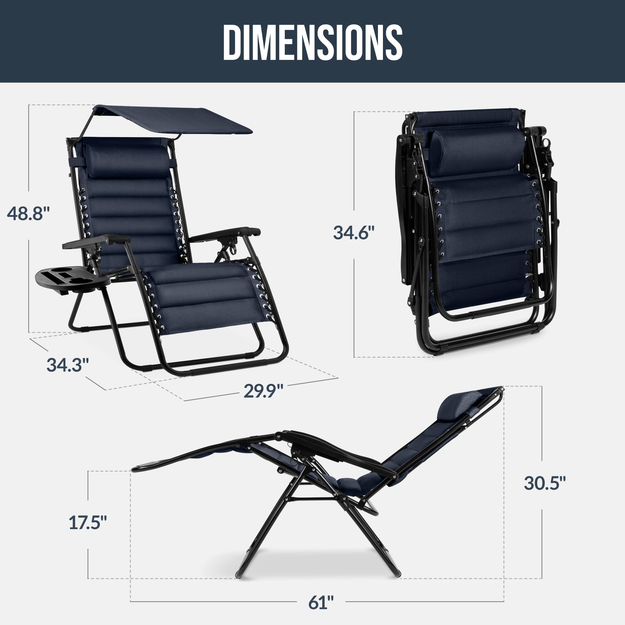 DIMENSIONS

48.8" 34.6" 34.3" 29.9" 30.5" 17.5" 61"