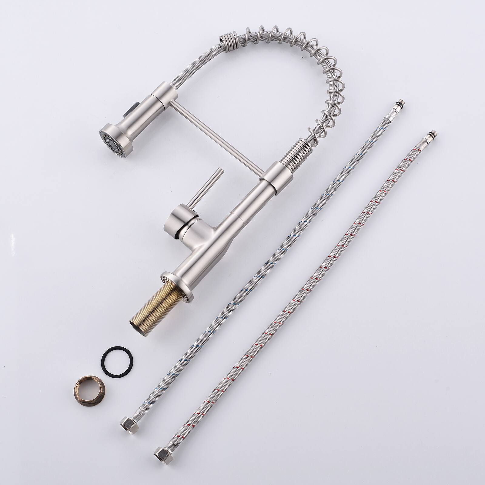 Alt View 2. APRILSOUL - Commercial Kitchen Faucet with Pull Down Sprayer Single Handle Single Lever Kitchen Sink Faucet - Brushed Nickel.