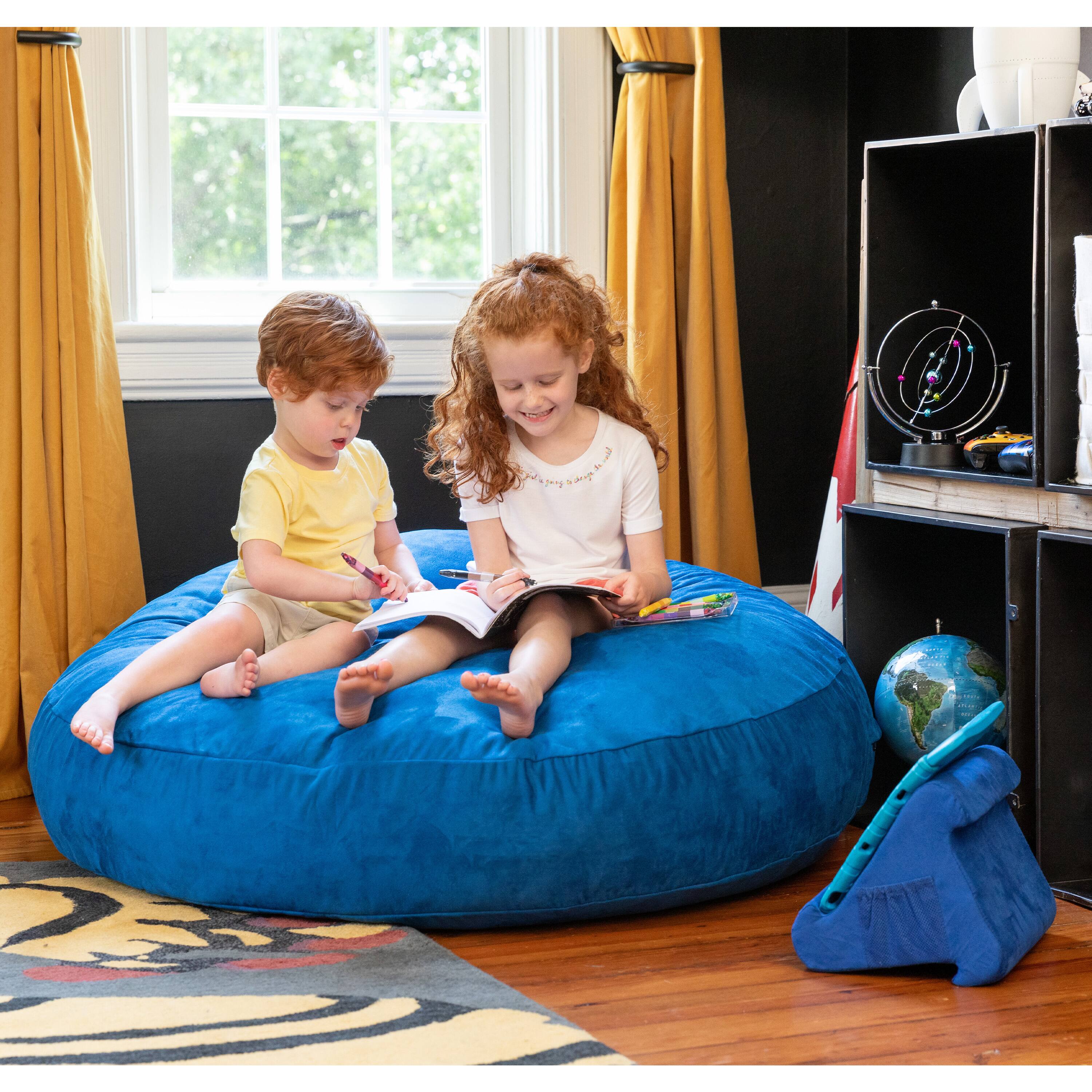 Left. Jaxx - Jaxx Cocoon 4 Foot Bean Bag Chair and Crash Pad, Blueberry - Blueberry.