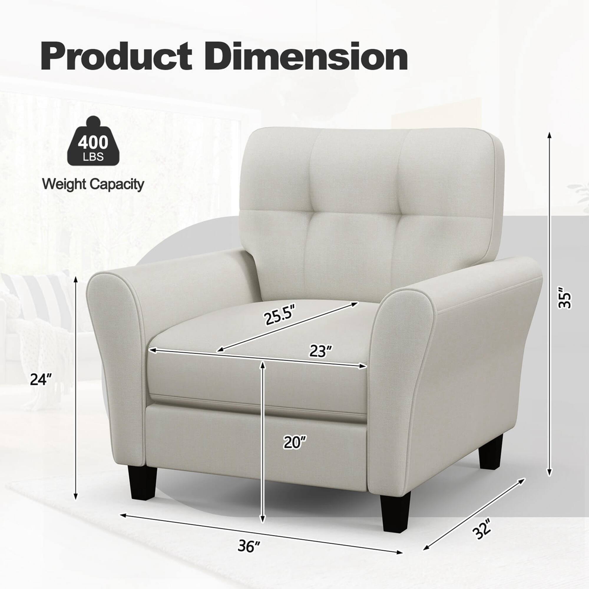 Product Dimension: 400 LBS Weight Capacity, 25.5" x 23" x 35" x 24" x 20" x 36" x 32".