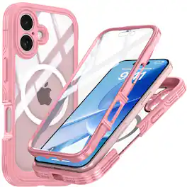 UUCOVER - Full Body Case for Apple iPhone 17,Shockproof TPU+PC Built-in with Screen Protector Compatible with MagSafe Cover - Pink