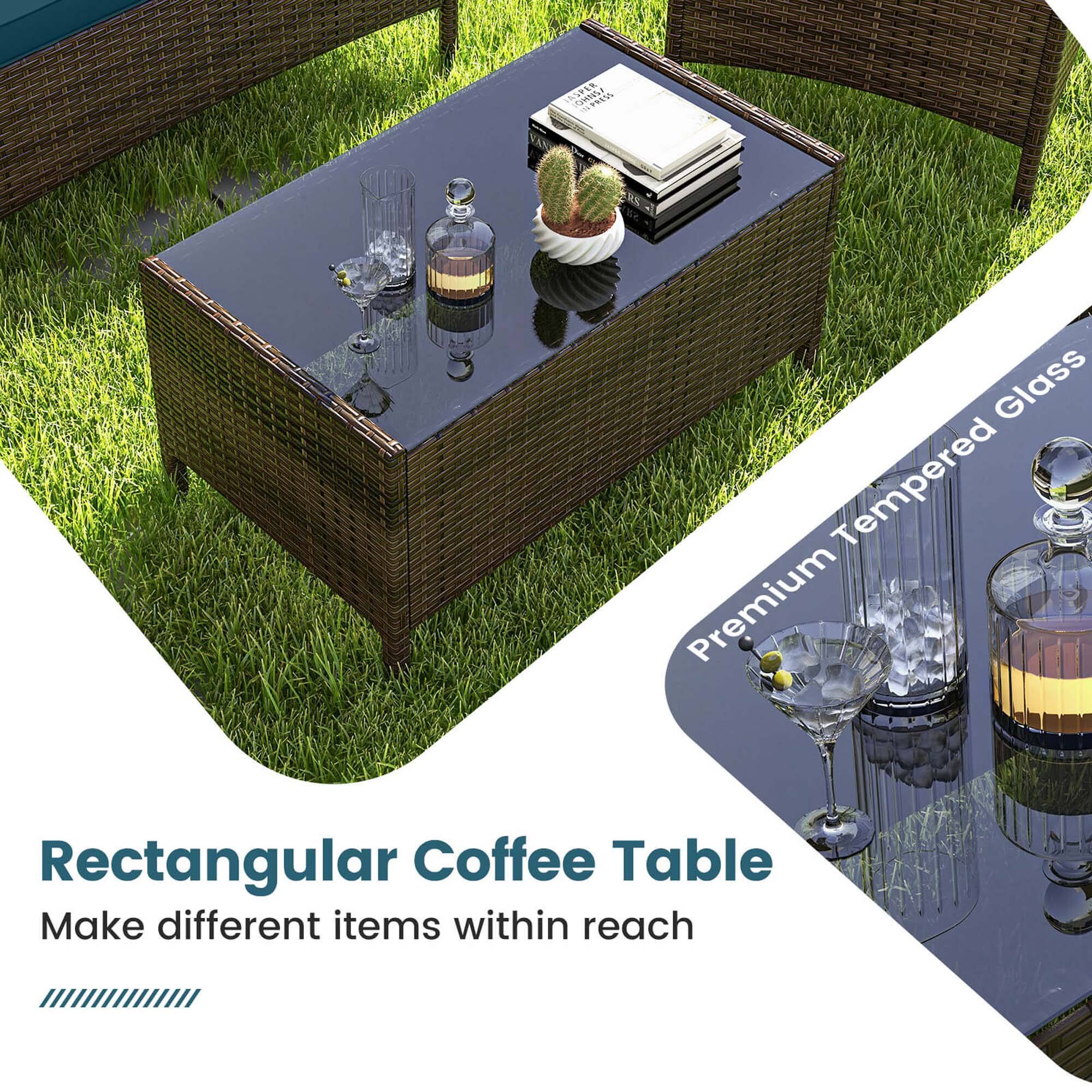 Cm  RS Glass Tempered Premium Rectangular Coffee Table Make different items within reach