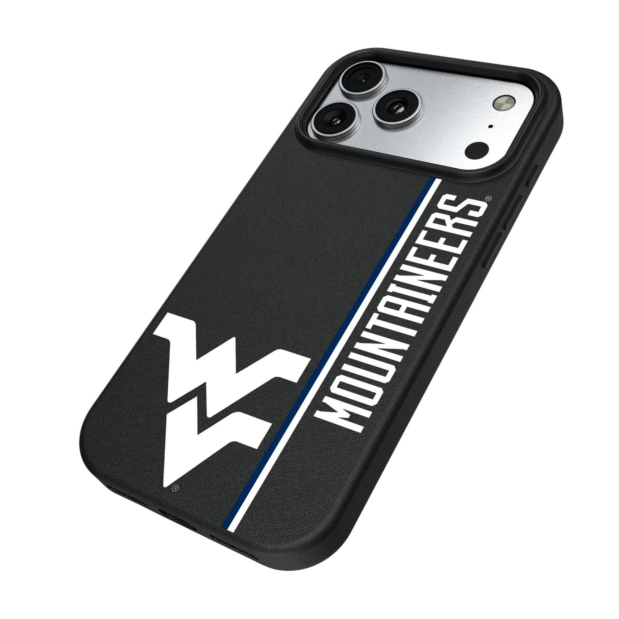 Alt View 1. Keyscaper - West Virginia Mountaineers iPhone Magnetic Bump Case - 15 - Black.